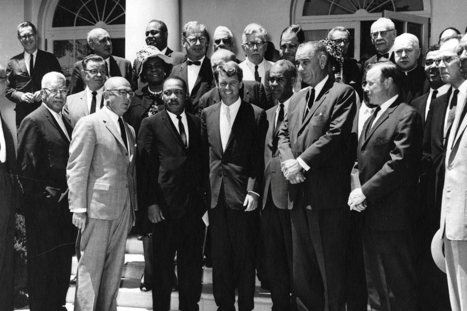 Robert F. Kennedy, center, poses with the Rev. De. Martin Luther King Jr., at Kennedy’s right, and other civil rights leaders in the Rose Garden of the White House in 1963. Fifty years after Rev. Dr. King’s assassination, “we need to ask ourselves if we are doing all we can to build the culture of love, respect and peace to which the Gospel calls us,” the U.S. bishops’ Administrative Committee said March 28.